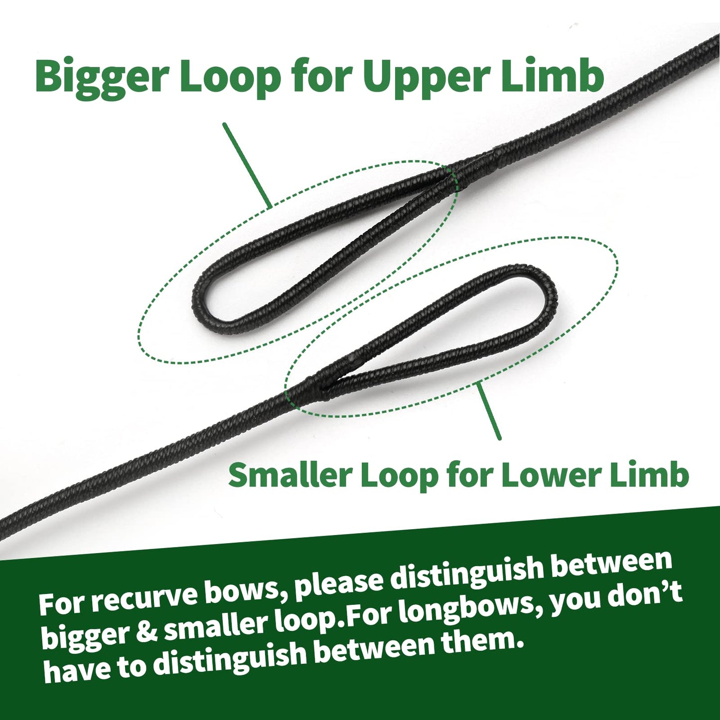 Deerseeker Recurve Bow String Set with 2 Nock Points Dacron Bowstrings Replacement Archery Accessories for Recurve bow Traditional Longbow 12,14,16 Strands 48-70 inches (AMO 70"-14)