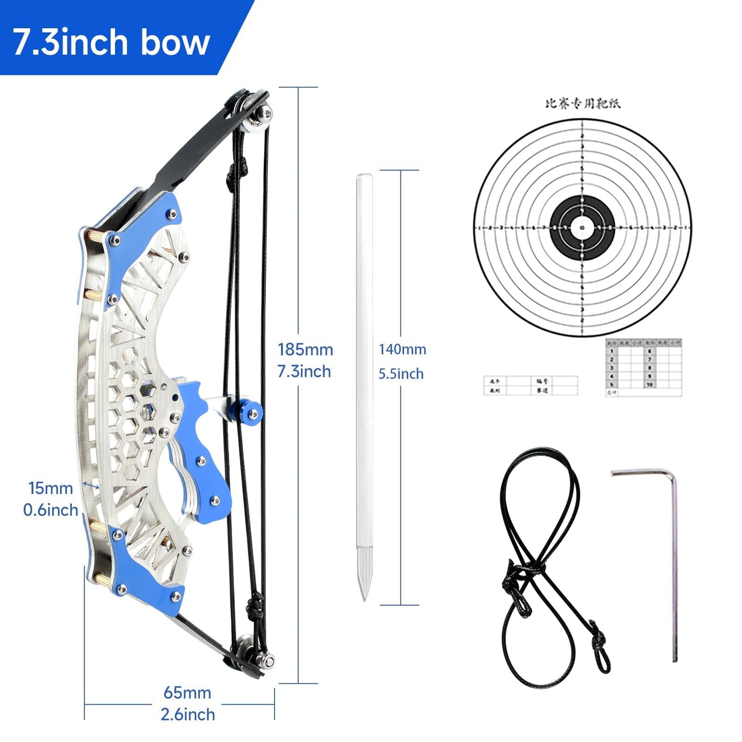 Mini Archery Bow Set Right Hand Mini Compound Bow Mini Hunting Bow Metal Material Catapult RH/LH for Hunting Shooting Practice Archery Entertainment Fun Hexagonal Silver Wheel Style