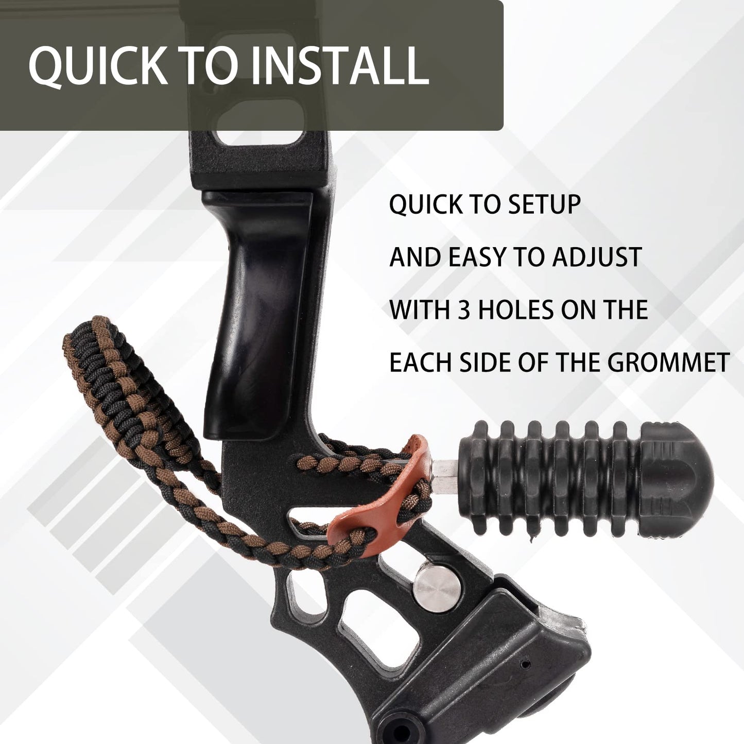 Elm Ray Archery Bow Wrist Sling 550 Paracord,Durable 100% Full Grain Leather with Strong Metal Grommet,Comfortable and Light,Fit Compound Bow Stabilizer & Recurve (Brown&Black)