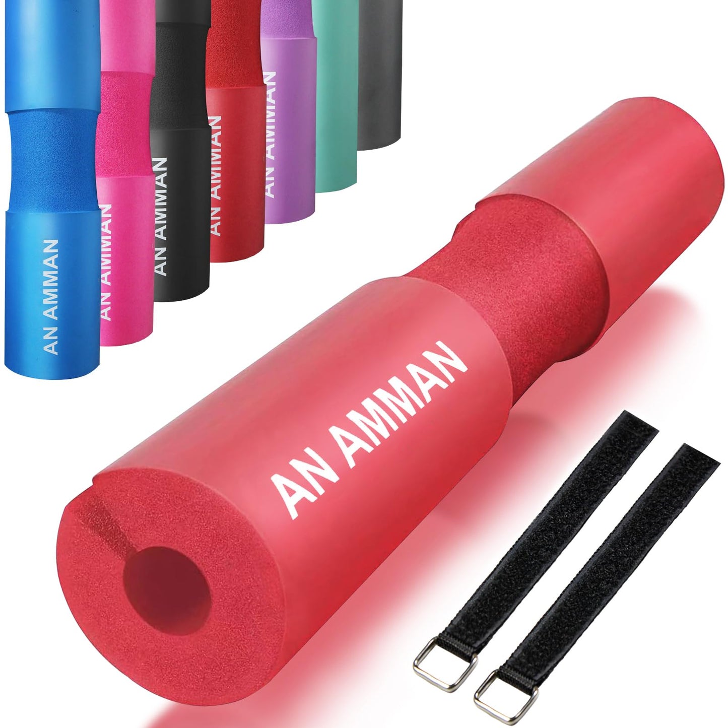AN AMMAN Barbell Pad for Squat, Hip Thrust - Perfect for Gym Workout Smith Machine Thruster Weightlifting - Relieves Neck and Shoulder Pain - Thick Foam Cushion Red AM001PT