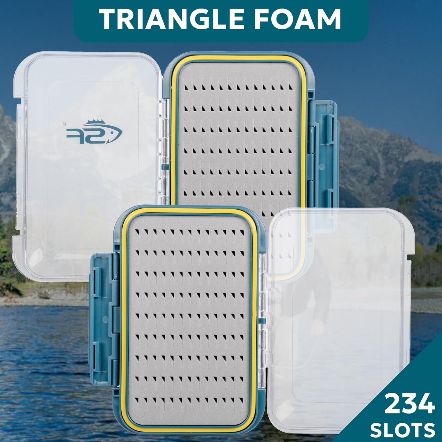 SF Large Waterproof Fly Box For Fly Fishing Double Sided Clear Lid Ice Fishing Jig Head Tackle Box Fly Flies Dry Flies Wet Flies Nymph Streamer Easy Grip Foam
