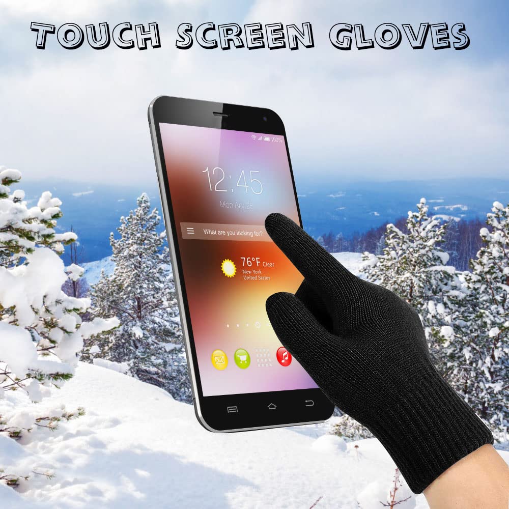 Ski Winter Beanie Hat Scarf Gloves Set for Men Women, Winter Knit Hat, Neck Warmer, Touchscreen Gloves,Ear Warmer Earmuff for Men Women