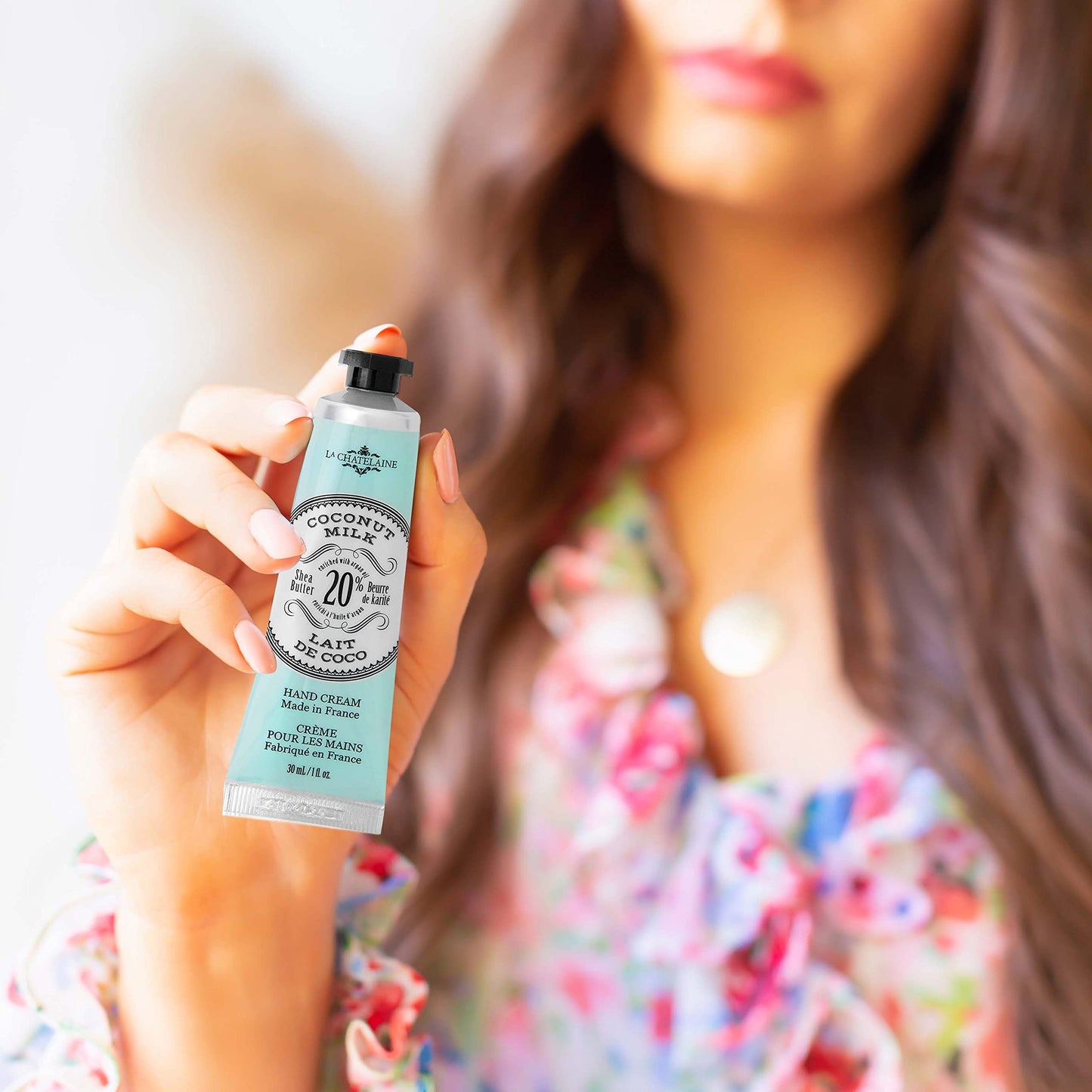 La Chatelaine 20% Shea Butter Hand Cream Travel Size, Organic Argan Oil, Moisturizing, Nourishing, Repairing, Extra-Rich Hand Lotion, Made in France, Paraben Free, 1 oz / 30ml (Coconut Milk)