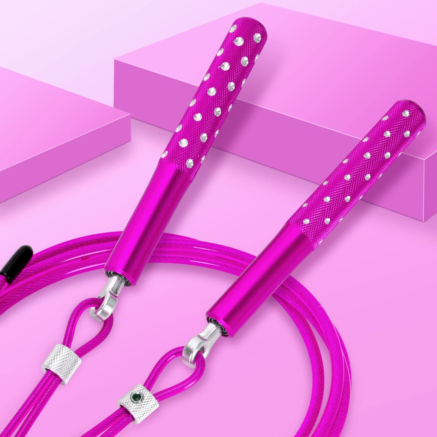 Jump Rope, Wastou Speed Jumping Rope for Training Fitness Exercise, Adjustable Adults Workout Skipping Rope for Men, Women, Kids, Girls (Pink-B)