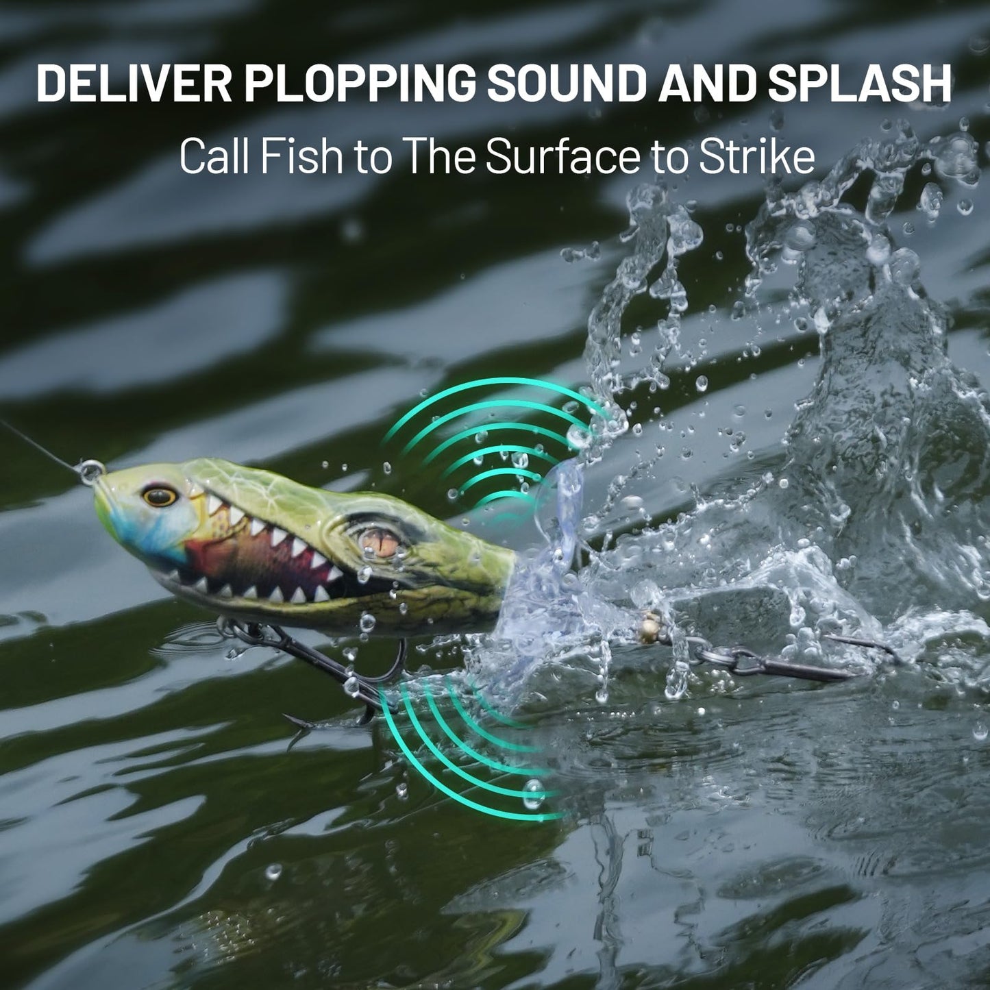 HANDING 3PCS Plopper, Bass Fishing Lure for Freshwater and Saltwater, Floating Topwater Lure, Mustad Hook, Angler's Gift, for Pike Catfish, 1/2oz, 3/4oz and 1oz