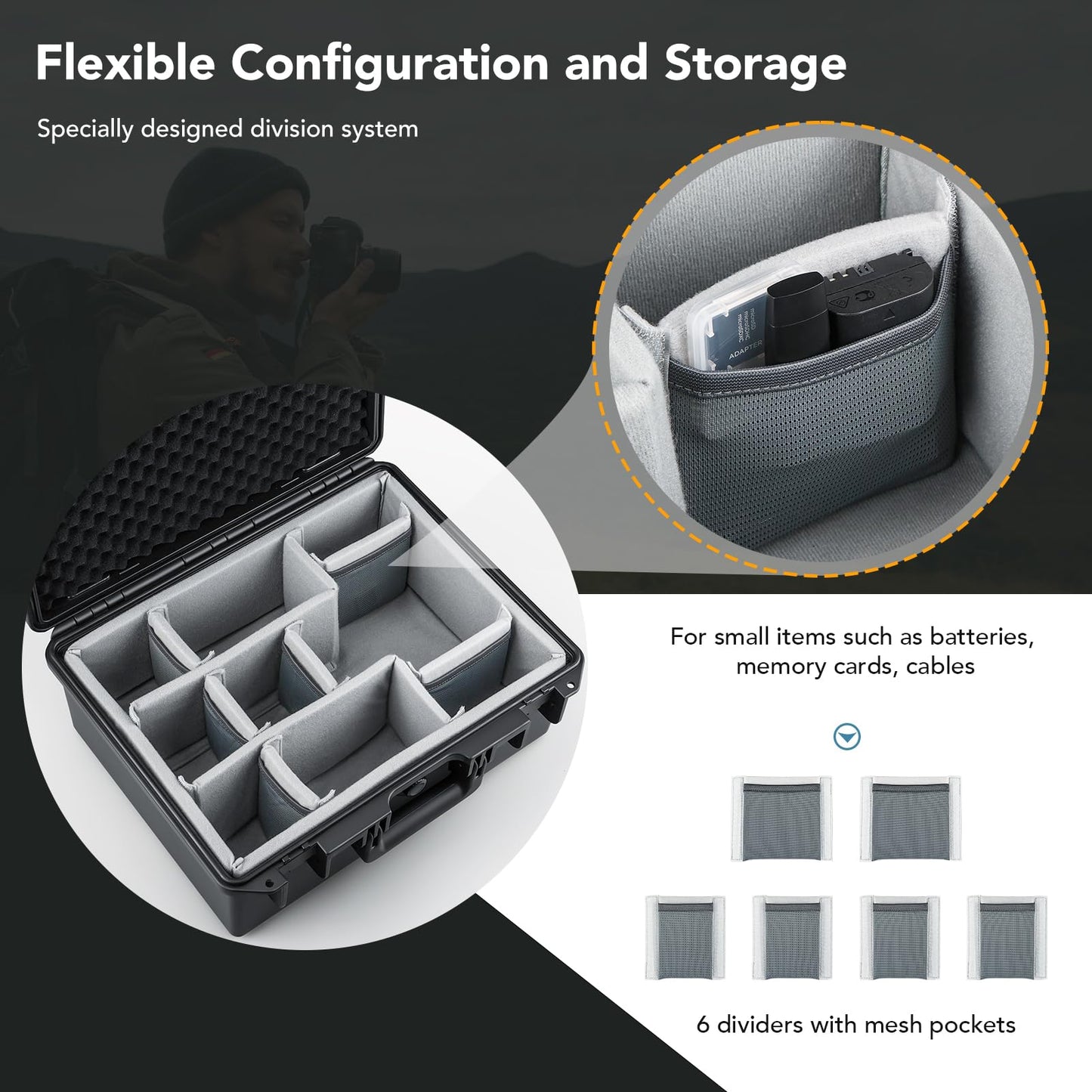 Lykus PVC1 Waterproof Hard Case with Padded Dividers for Cameras, Lenses, Dual DJI Mavic/Air/Mini drones