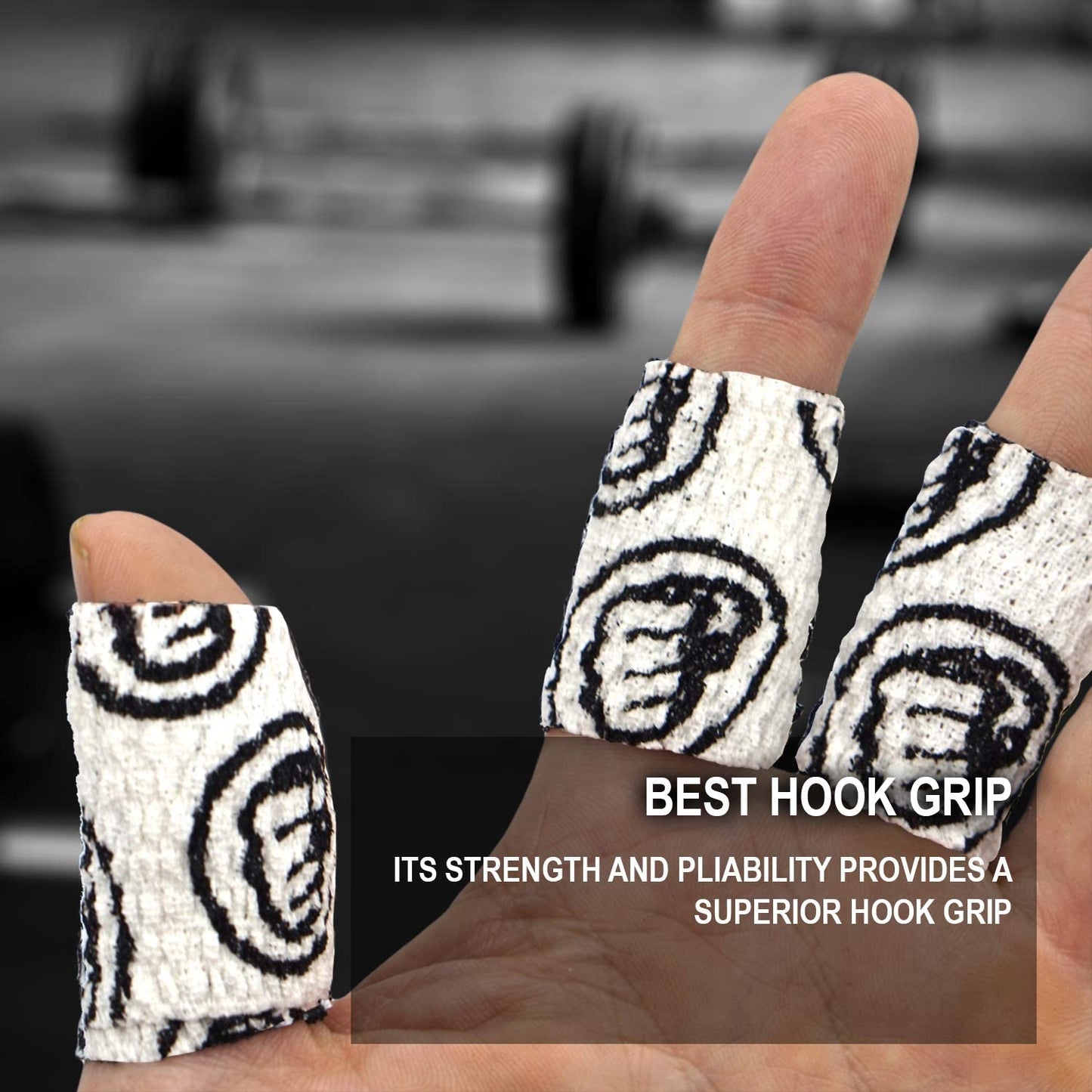 WOD Nation Weightlifting Hook Grip Tape - Bulk 3 Pack (23ft/Roll) Comfortable & Stretchy Athletic Thumb Tape for Weight Lifting, Cross Training - Protect Thumb, Wrist & Finger (White)
