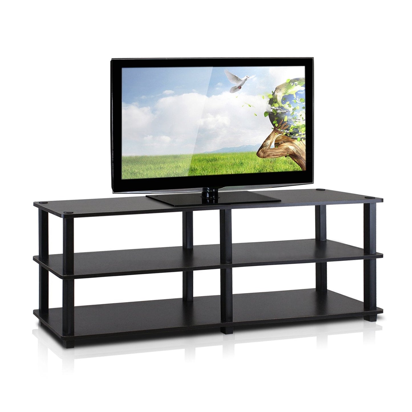 Furinno Turn-S-Tube No Tools 3-Tier Entertainment TV Stands, Espresso/Black
