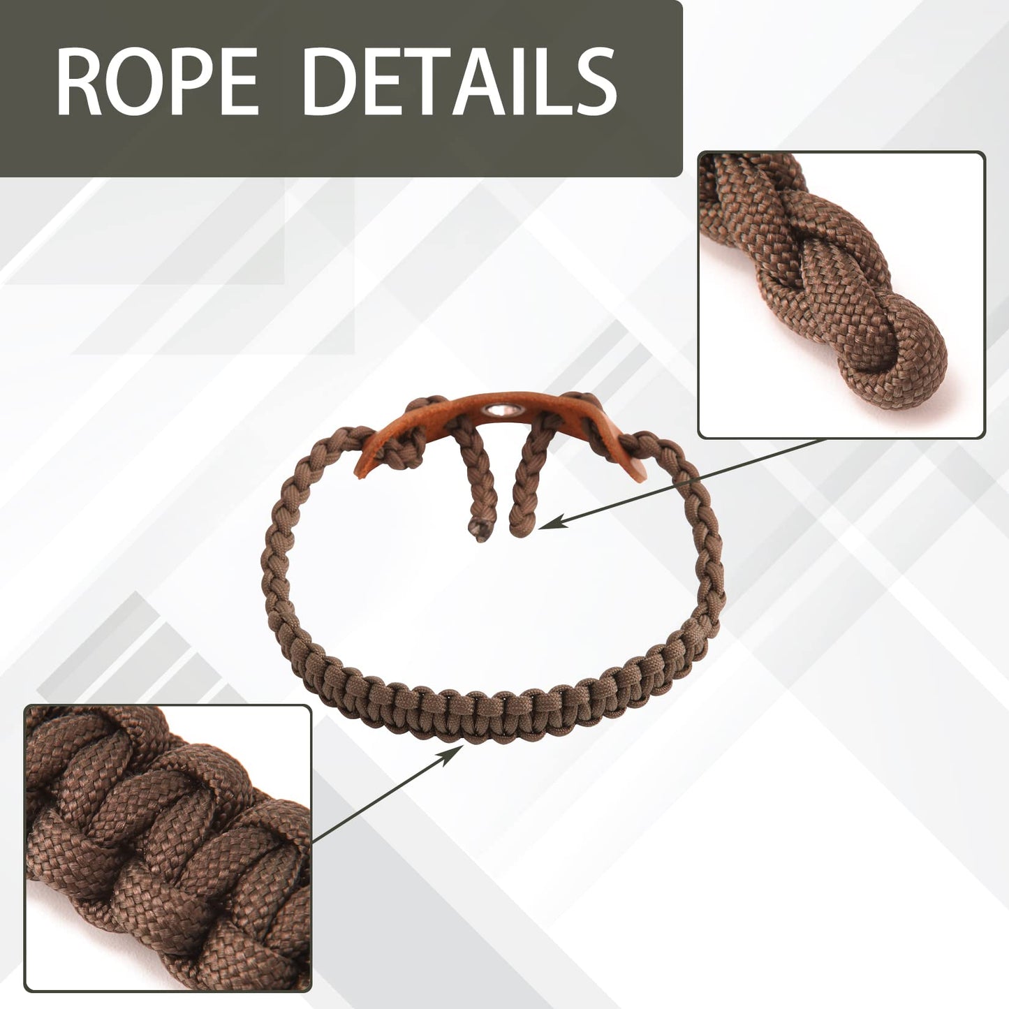 Elm Ray Archery Bow Wrist Sling 550 Paracord,Durable 100% Full Grain Leather with Strong Metal Grommet,Comfortable and Light,Fit Compound Bow Stabilizer & Recurve (Brown)