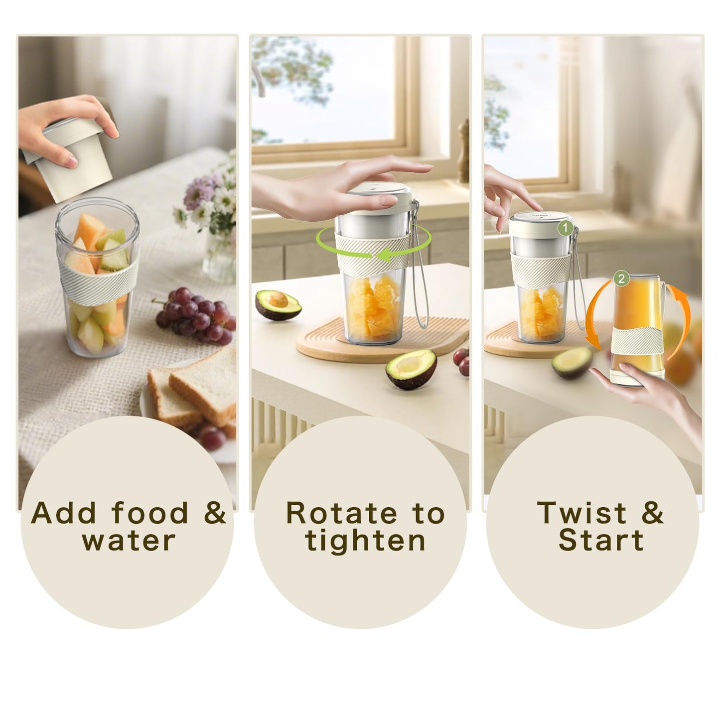 CKemu Portable Blender for Shakes and Smoothies, Rechargeable Cordless Blender Bottle, 3.5 oz, BPA Free, Dishwasher Safe, for Office, Gym, Home