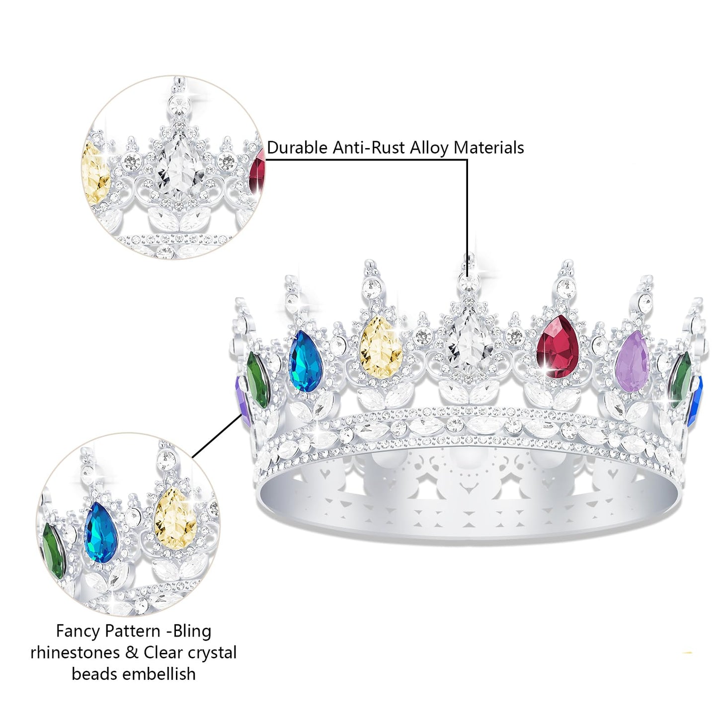 YOUlDIANZI Queen Crown Rhinestone Wedding Crowns and Tiaras for Women Costume Party Hair Accessories Princess Birthday Crown Crystal Bridal