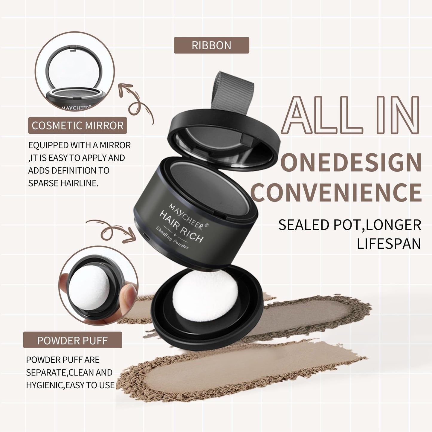 Maycheer Hairline Powder - Magic Root Cover Up - Hair Rich Hair Shadow - Gray Hair Coverage Touch Up Hair Powders for Women & Men (Deep Mocha, 0.14 Ounce (Pack of 1))