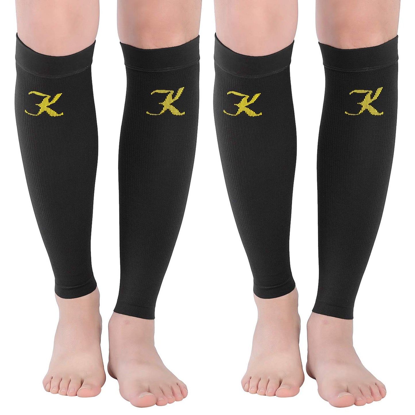 KEKING® Calf Compression Sleeves for Men & Women, 2 Pairs, True 20-30mmHg Leg Compression Socks Support for Running, Shin Splint, Calf Pain Relief, Swelling, Varicose Veins, Nursing, Black S/M