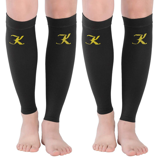 KEKING® Calf Compression Sleeves for Men & Women, 2 Pairs, True 20-30mmHg Leg Compression Socks Support for Running, Shin Splint, Calf Pain Relief, Swelling, Varicose Veins, Nursing, Black S/M
