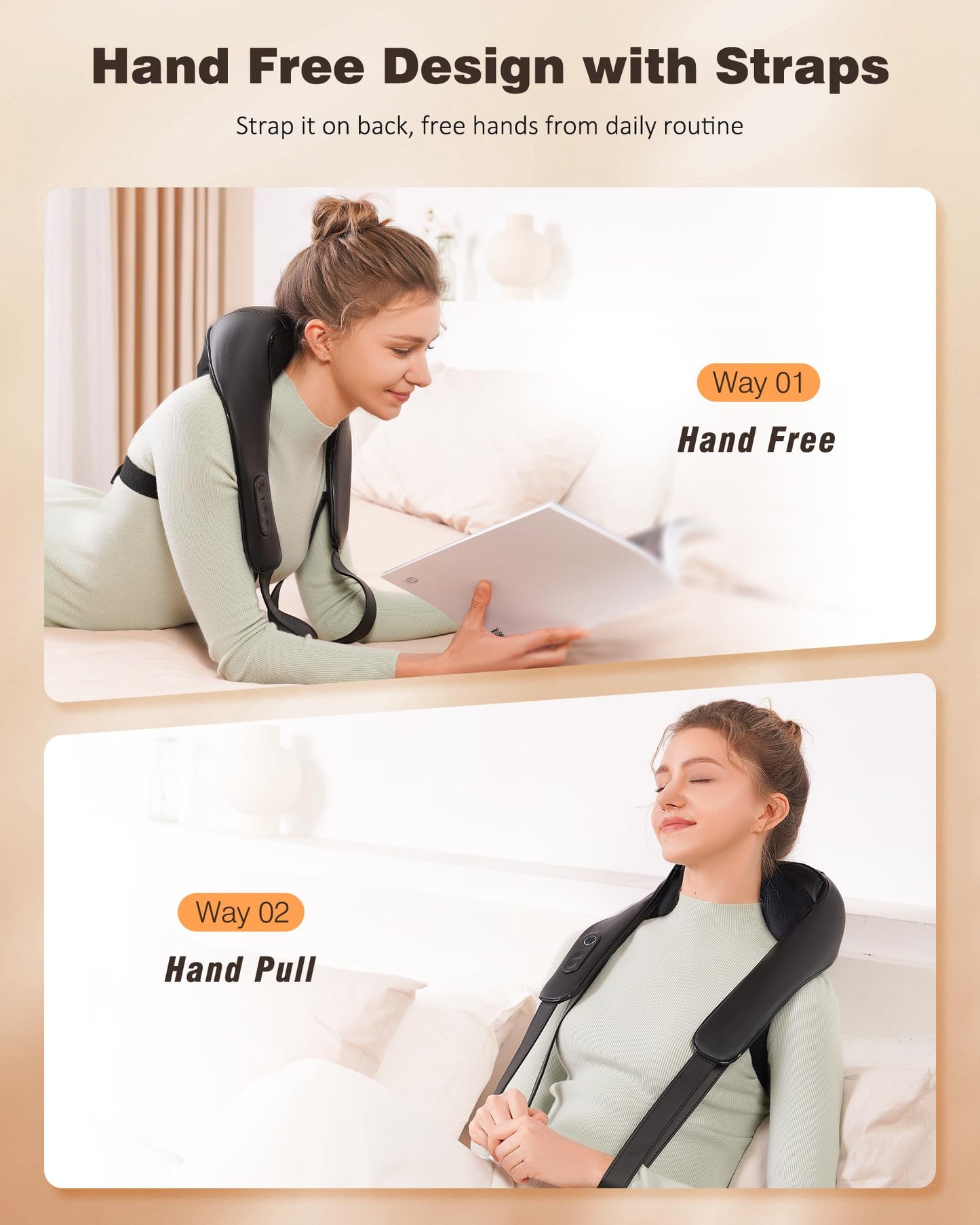 Neck and Shoulder Massager with Heat, Cordless Back and Neck Massager, Upgraded Graphene Heating, 4D Shiatsu Deep Kneading Massage for Shoulder, Back,Leg,Pain Relief, Portable Gifts for Dad Mom Friend