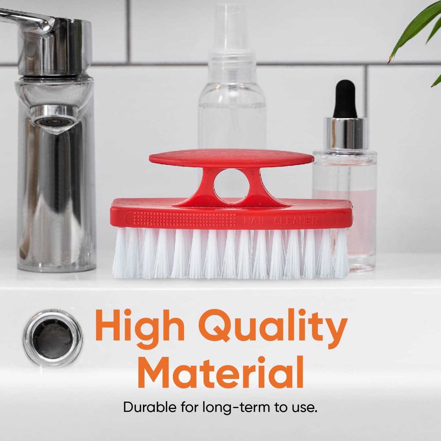 Nail Brush for Cleaning Fingernails, Nail Scrubber Brush, Toe Foot Hands Fingernail Brush Cleaner- Small Scrub Brush- All-Purpose Stiff Cleaning Brush (3 Pack, Red)