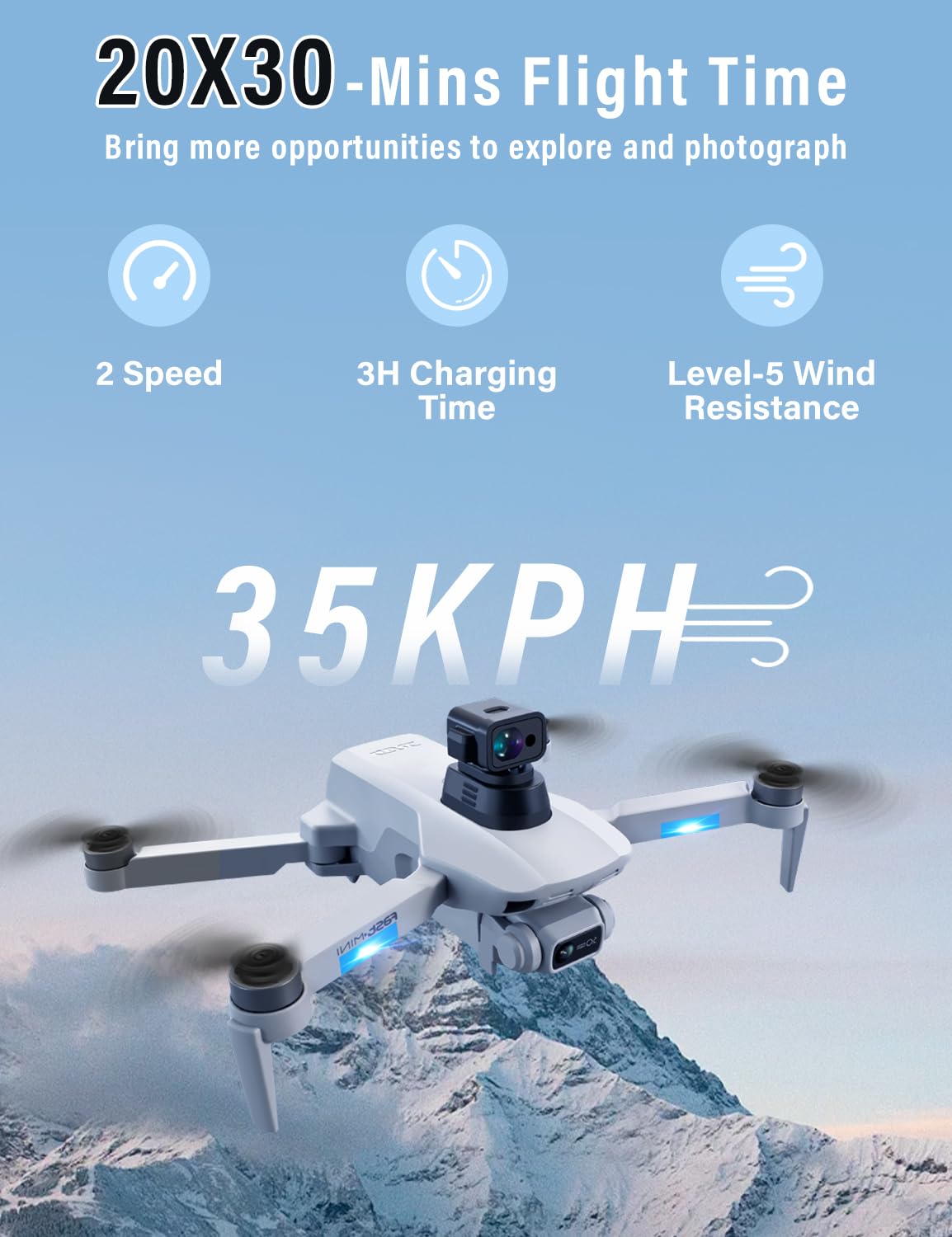 GPS Drones with Camera for Adults 4K with Brushless Motor and Follow Me Mode,Long Flight Time and Distance,5G FPV Transmission and Auto Return, Foldable RC Quadcopter for Beginner and Kids,Under249g