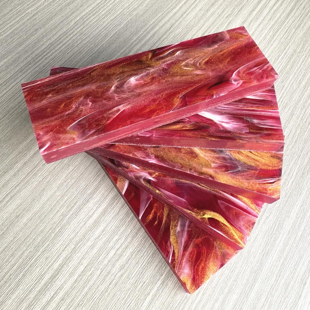 Uotowell Pre-Cut Epoxy Resin Scales Blanks for Decorative Inlays in Guitar Bodies, Necks, Engraved Knife Handle and Gun Grips - Burgundy