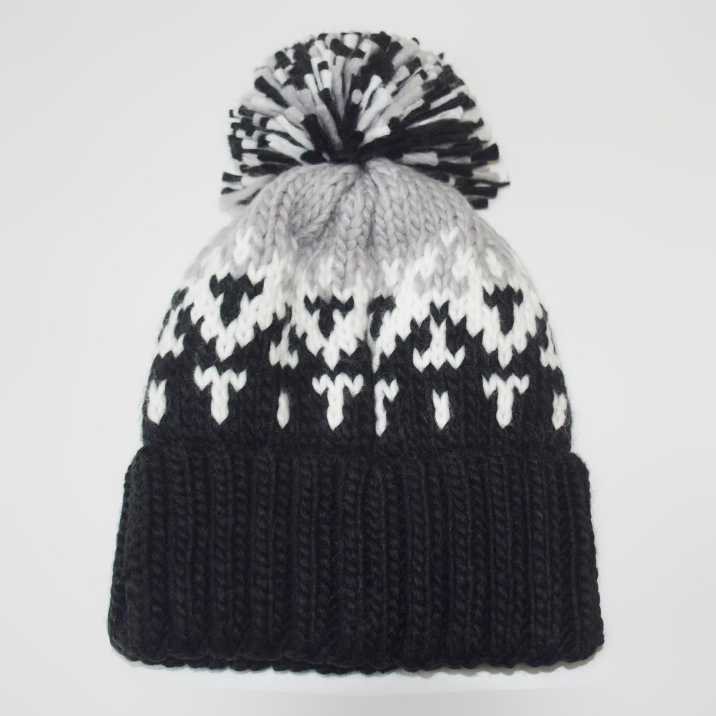 AICHUAN Winter Knit Beanie Hat with Pom Pom Vintage Woolen Warm Hat for Women Soft Stretch Ski Cap Black