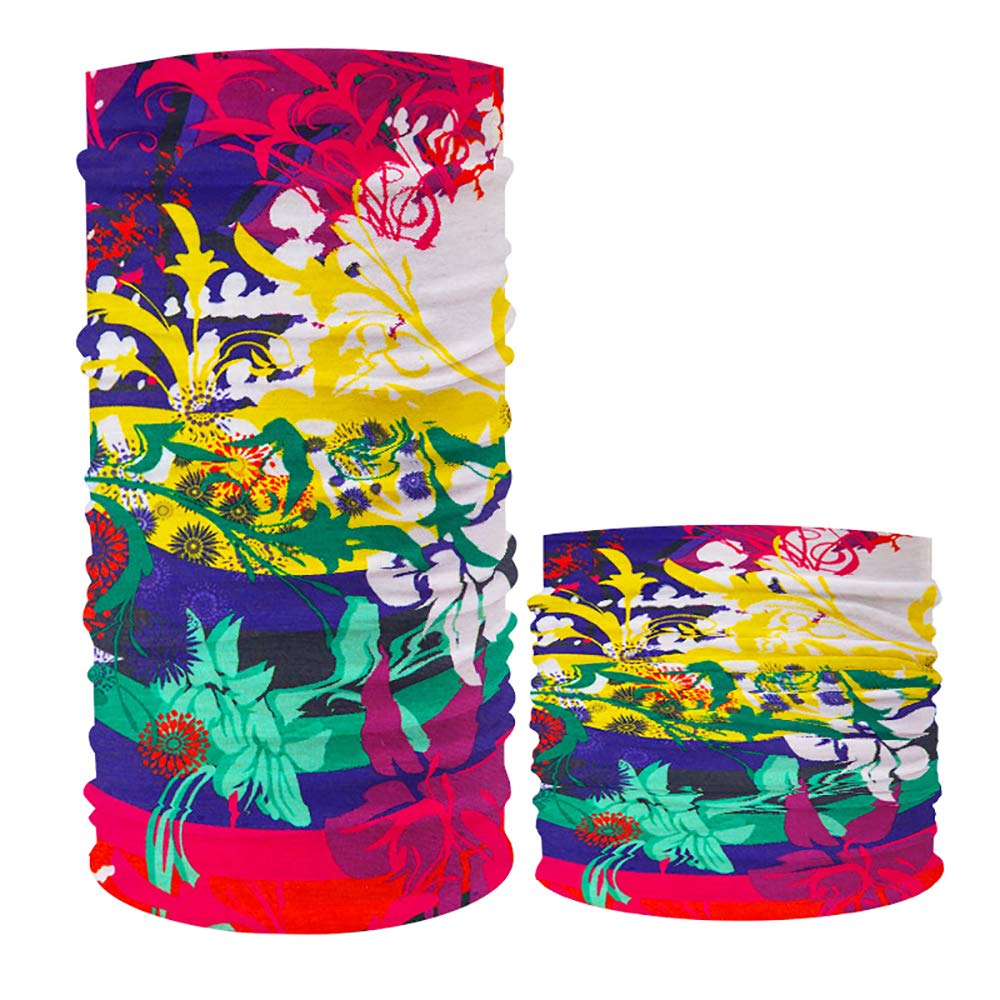 6 Pack Floral Bandanas UV Shield for Face Cover Balaclava Head Buff Scarf Fishing (Flower 2, 6)