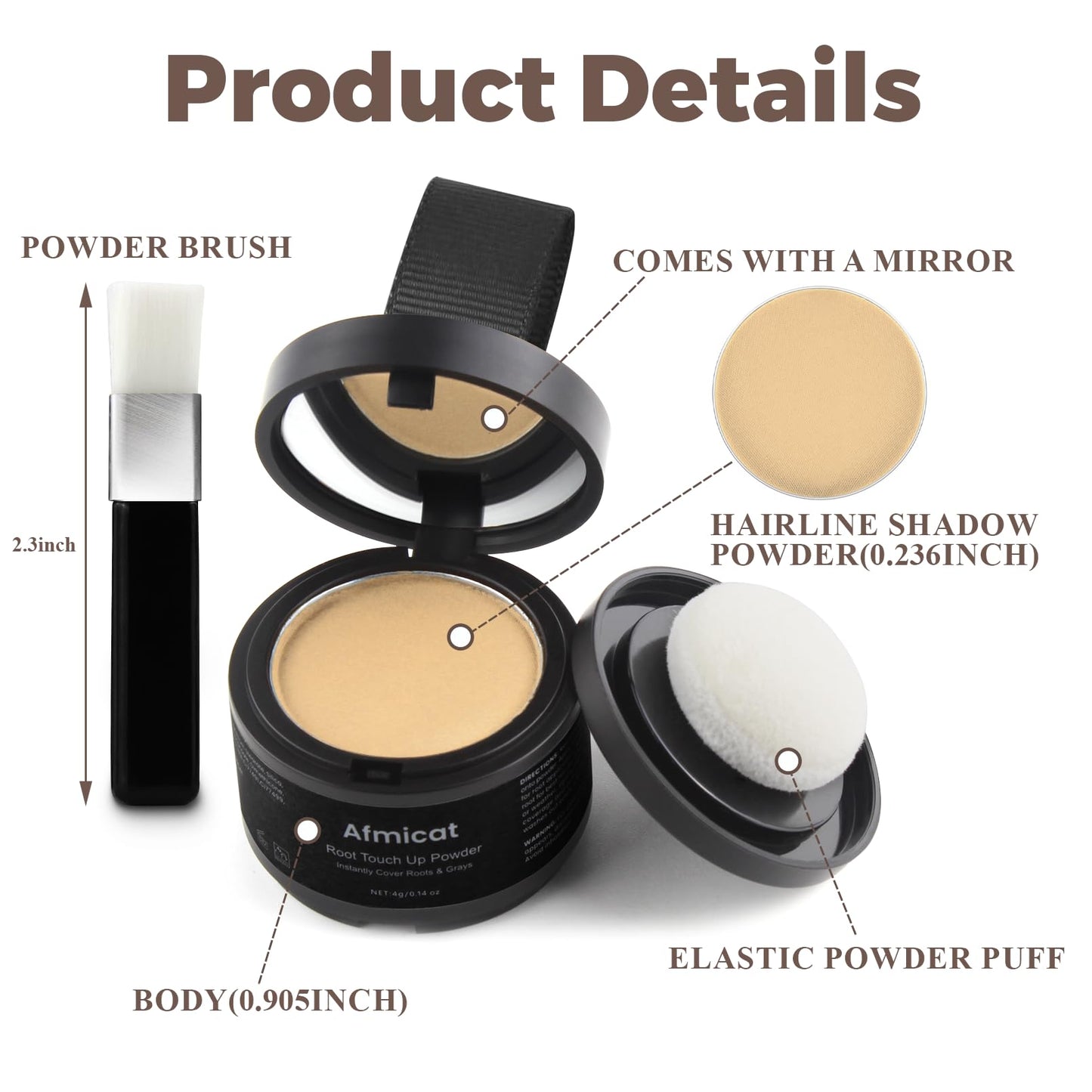 Afmicat Root Touch Up Powder, Hairline Powder for Thinning Hair, Instantly Cover Grey Hair, Root Cover Up for Women & Men, Bald Spots, Grooming, Beard Line (Light-Blonde, 0.14 Ounce (Pack of 1))