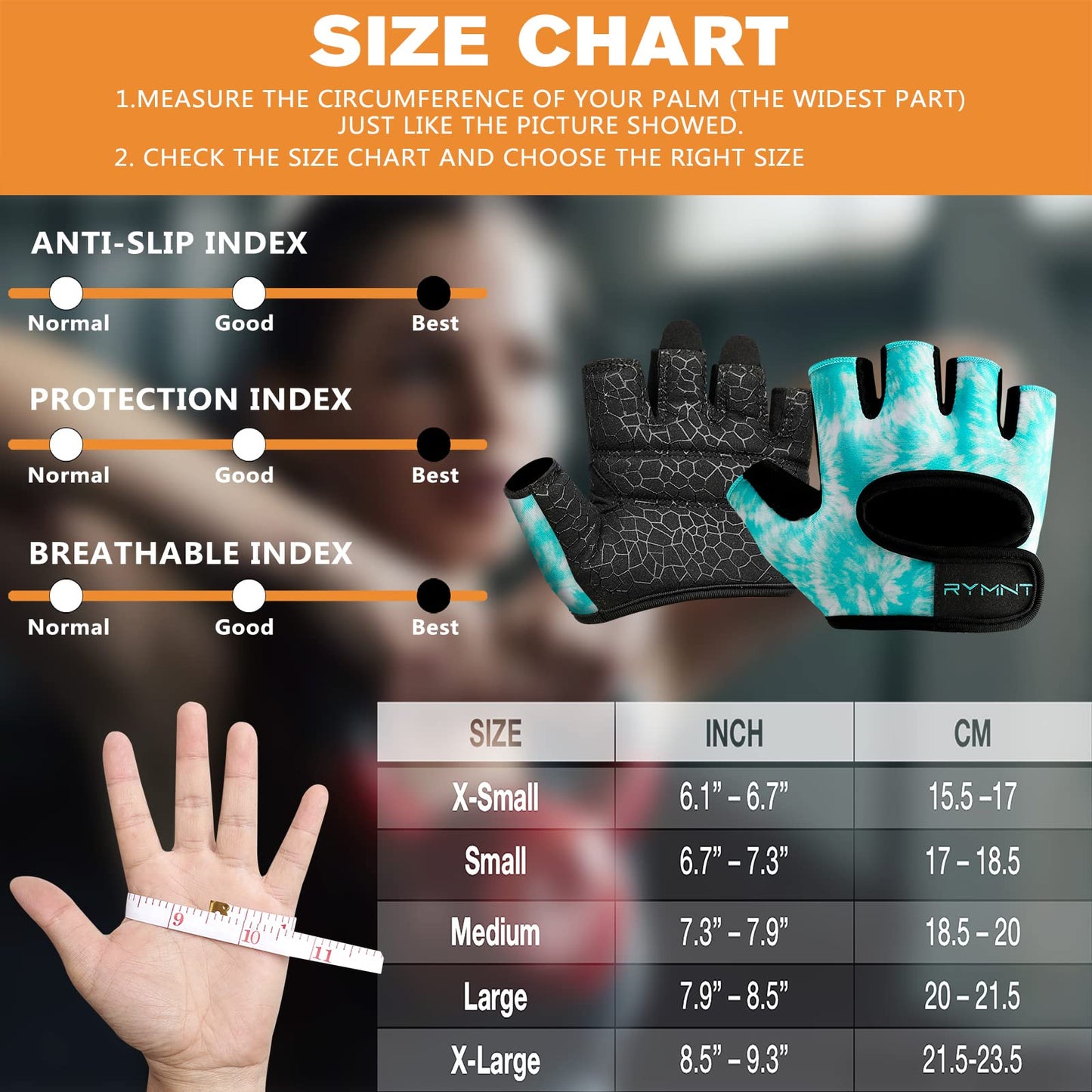 RYMNT Minimal Weight Lifting Gloves,Short Micro Workout Gloves Grip Pads with Full Palm Protection & Extra Grip for Men Women Weightlifting,Gym,Exercise Training.Aqua-Small
