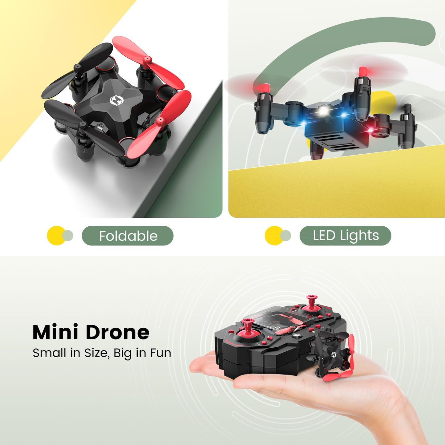 Holy Stone HS190 Foldable Mini Nano RC Drone for Kids Gift Portable Pocket Quadcopter with Altitude Hold 3D Flips and Headless Mode Easy to Fly for Beginners