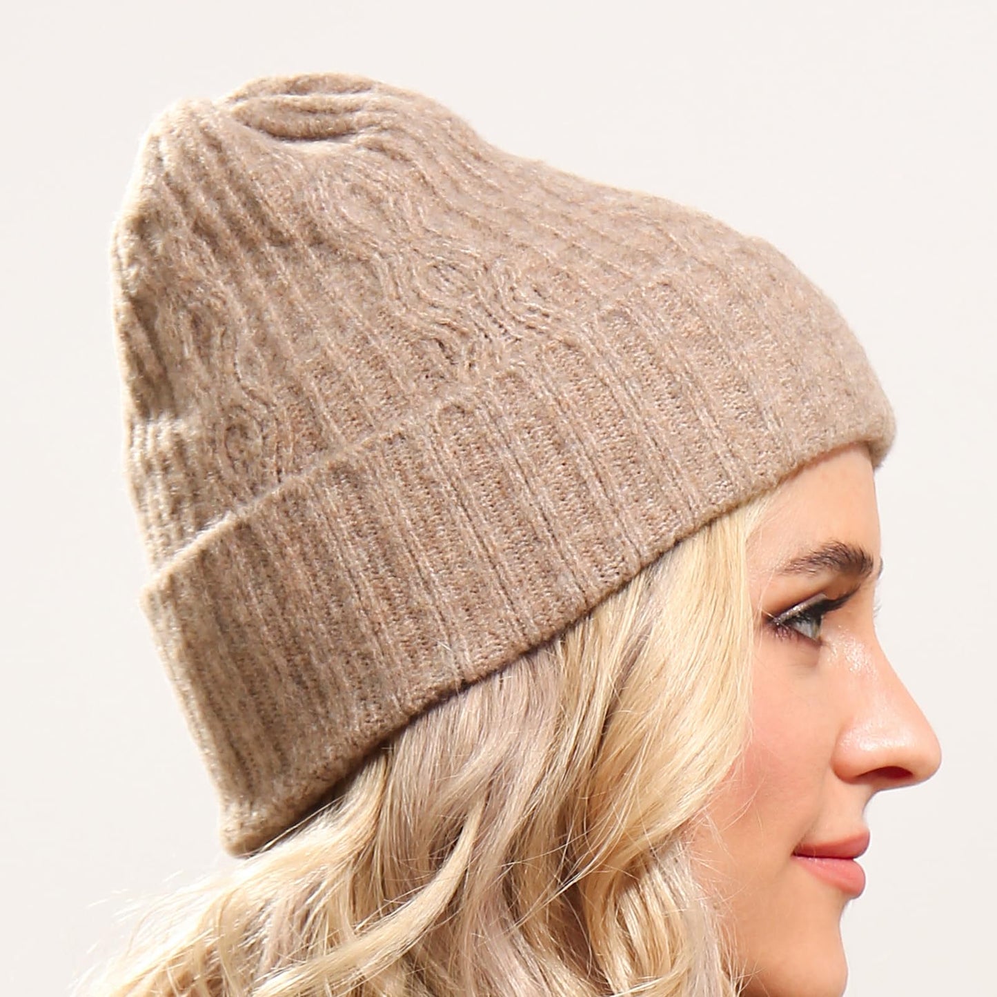 Okjew Men's Knit Cuffed Beanie Knit Hats for Men Women's Cuffed Knitted Hat Winter Hats(Grey Camel)