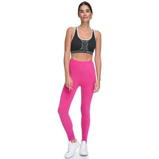 Calvin Klein Performance Women's High Waisted Warm Fleece Winter Leggings, Rhubarb
