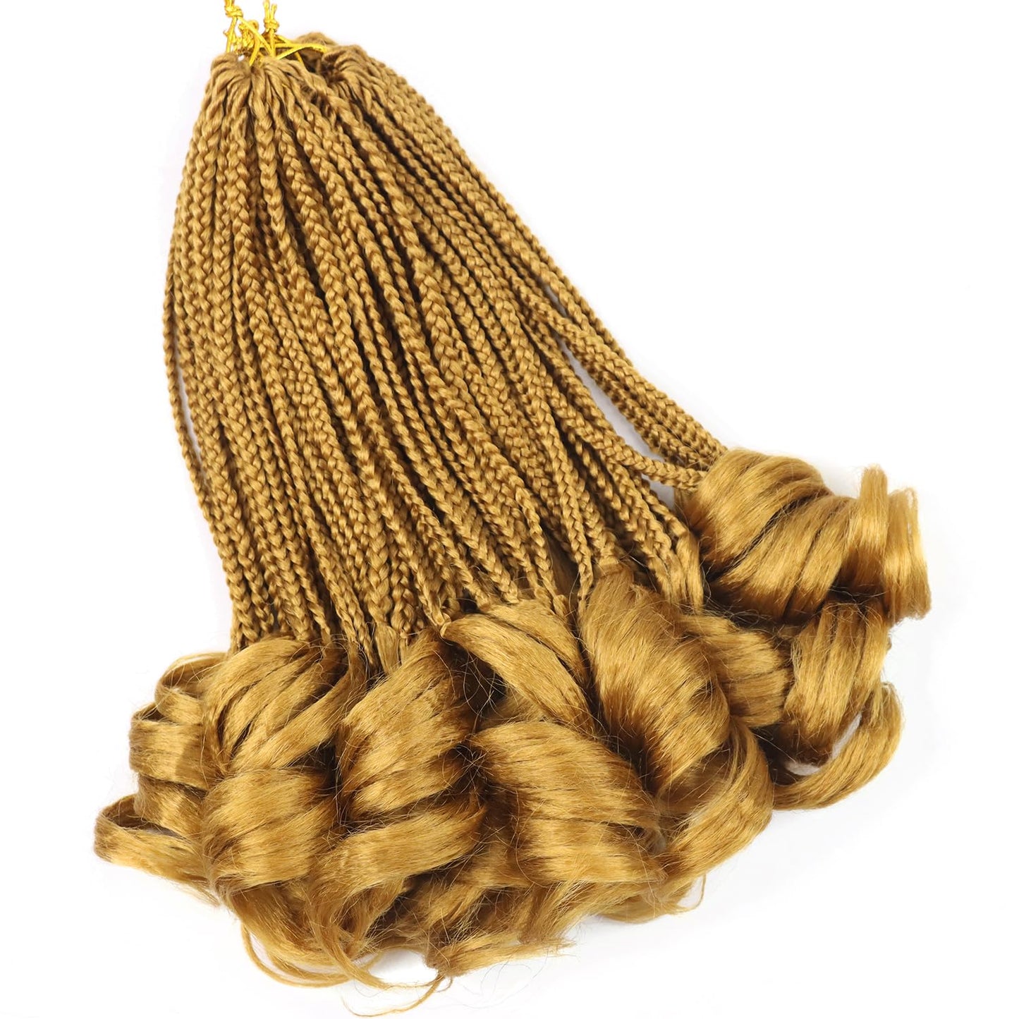 French Curl Braiding Hair Color 27 Goddess Box Braids Crochet Hair Pre Looped Crochet Box Braids 14 Inch French Curl Crochet Braids with Curly Ends Wavy Curly Braiding Hair Extensions (7 Packs)