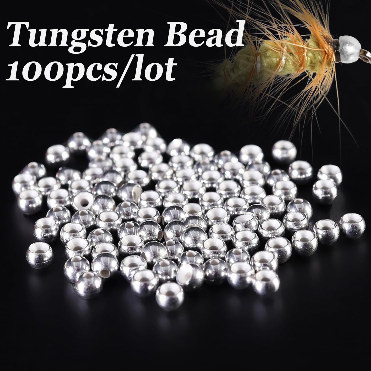ANGLER DREAM Fly Tying Beads 100 PC/LOT Tungsten Beads Nymph Head Ball Fly Tying Materials (Silver, 2.0mm,100pcs)