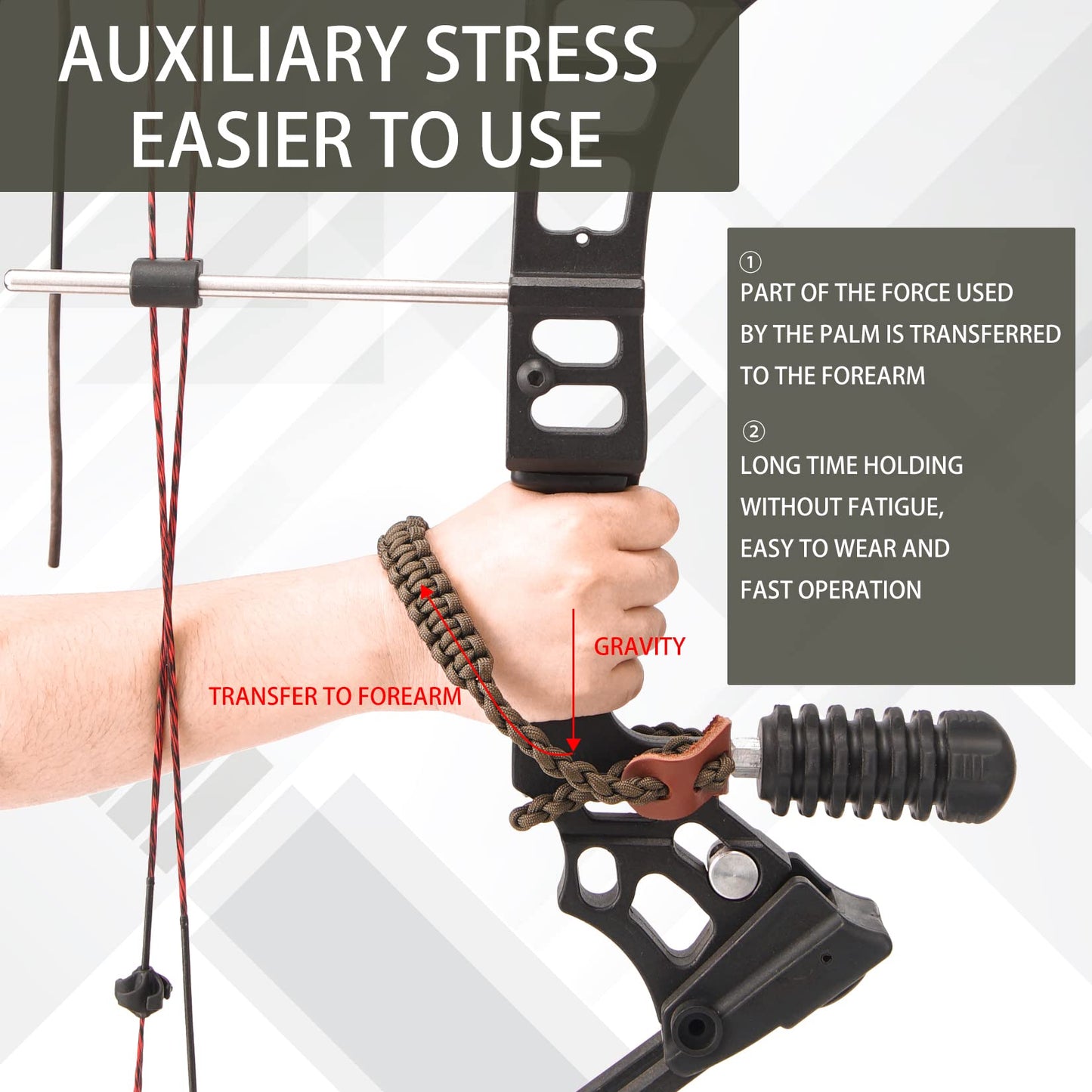 Elm Ray Archery Bow Wrist Sling 550 Paracord,Durable 100% Full Grain Leather with Strong Metal Grommet,Comfortable and Light,Fit Compound Bow Stabilizer & Recurve (Brown)