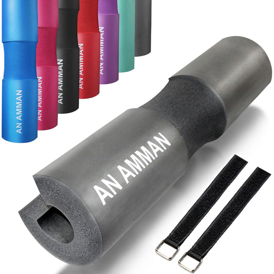 AN AMMAN Barbell Pad Perfect for Squat, Hip Thrust - Relieves Neck and Shoulder Pain Thick Foam Cushion - Gym Workout Smith Machine Thruster Weightlifting Grey
