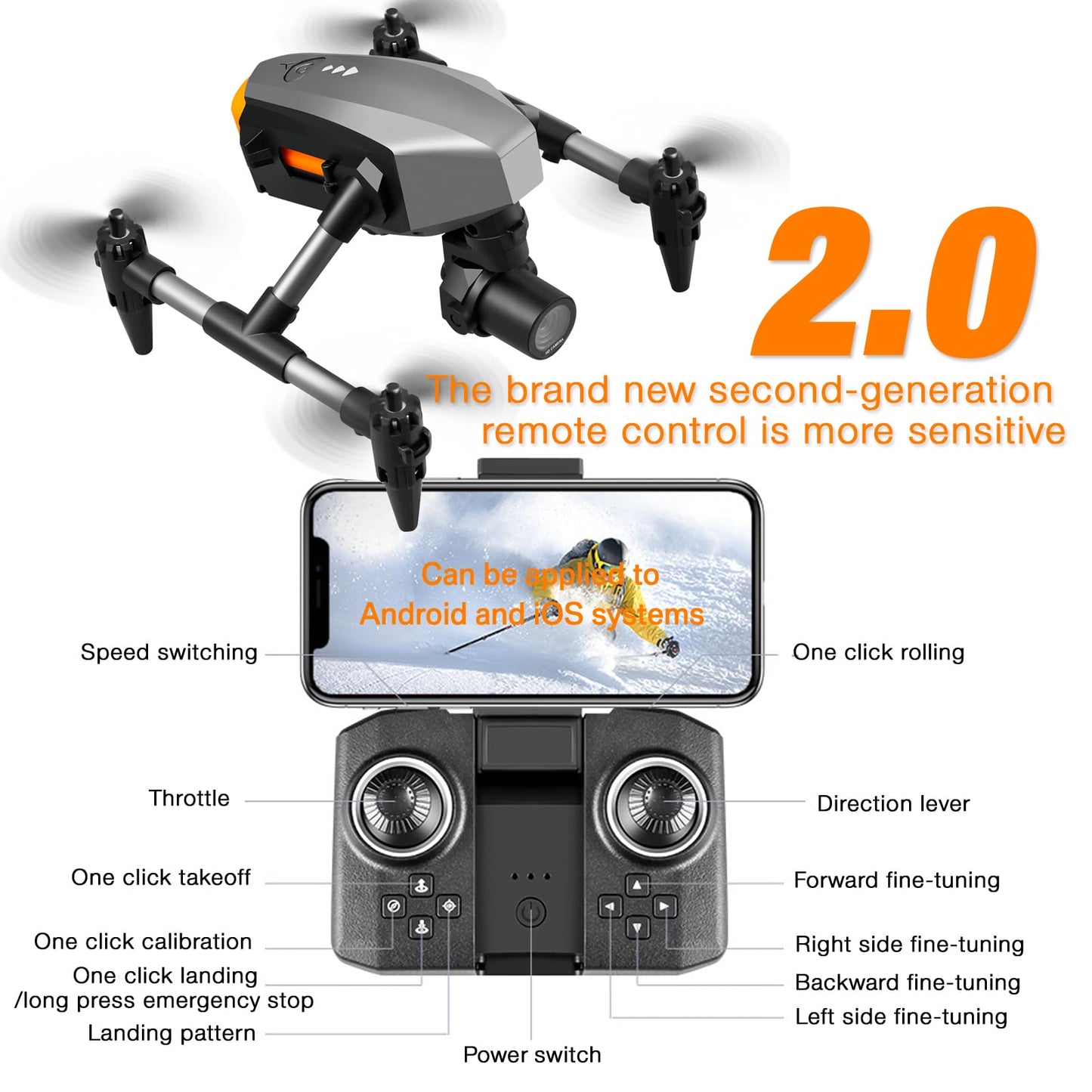 mcokoe XD1 Foldable Drone with Dual Camera & Optical Flow Positioning - 1080P HD RC Quadcopter for Adults/Beginners, 3-Section Battery, Indoor/Outdoor Aerial Photography, FAA Certified