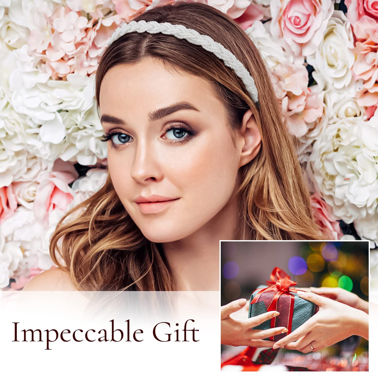 LYroo 8 Pack Headbands Metal Head Band Beaded Hair Bands Elegant Hairband No Slip Fashion Hair Accessories for Women Girls