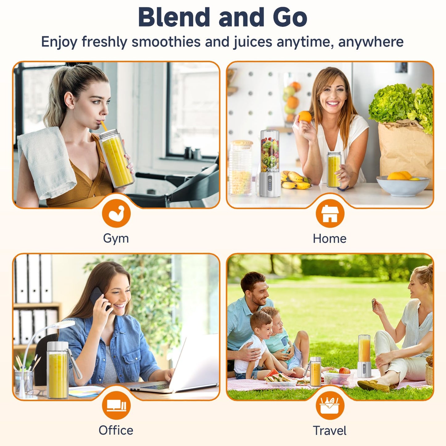 COKUNST Portable Blender, Small Smoothie & Shake Maker with LED Display, 17 oz (500ml) Personal Blender with 6 Blades, USB C Rechargeable Juice Mixer with Extra Lid for Travel, Office, Gym, Home