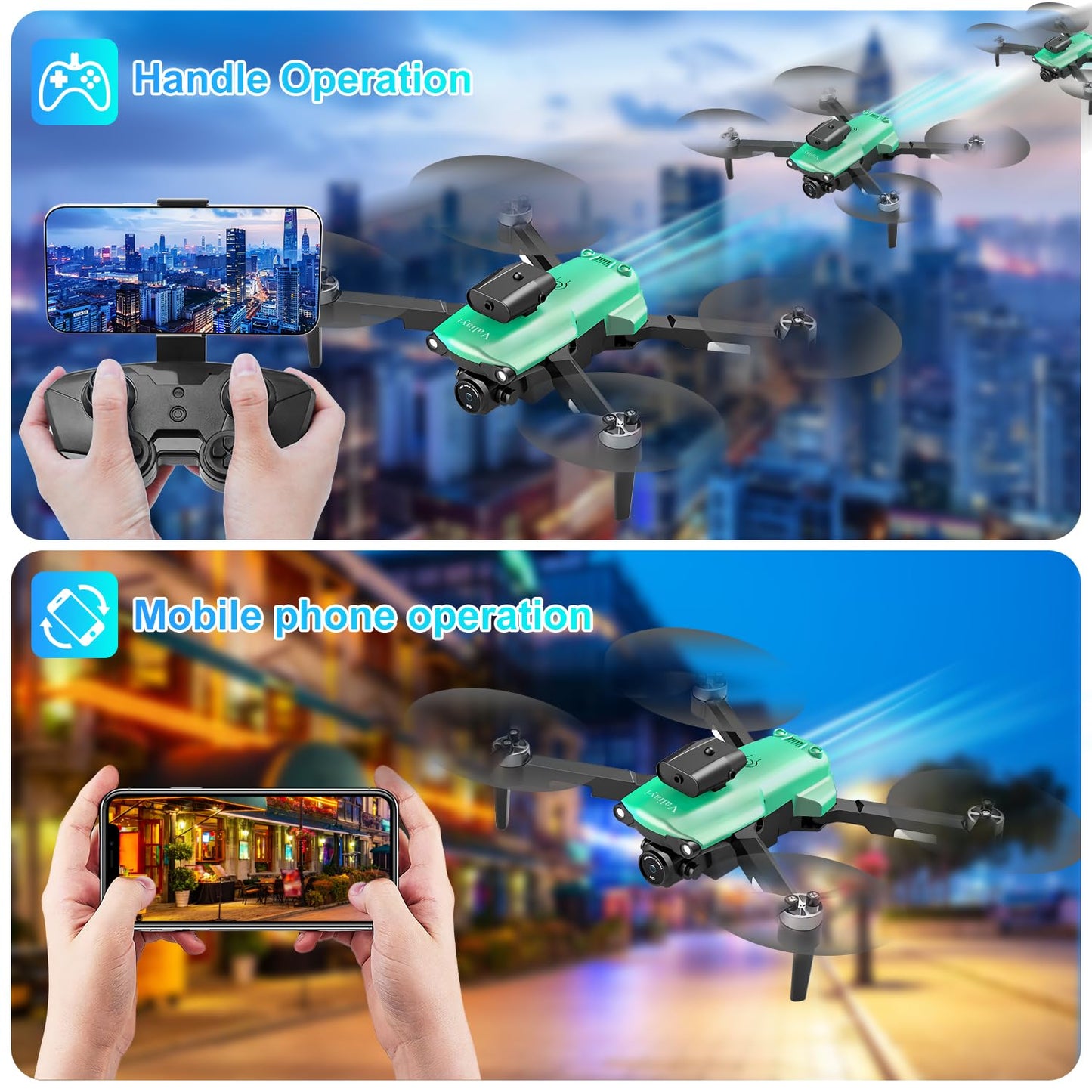 Drone with Camera for Adults,Mini Drone with Brushless Motor,2 Batteries,One Key Take Off/Land,360 Flips, Waypoint Fly, Altitude Hold,Foldable Drones for Beginners (Green, 1)