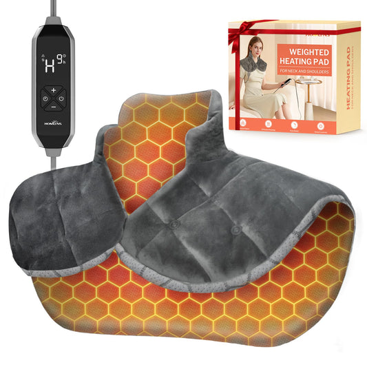 HOMLYNS Graphene Heating Pad for Neck and Shoulders, Birthday Gifts for Her Him Women Mom Wife Men Dad, 2.2lb Weighted Neck Heating Pad for Back Pain Relief, 10 Heat Levels & 4 Timer Settings