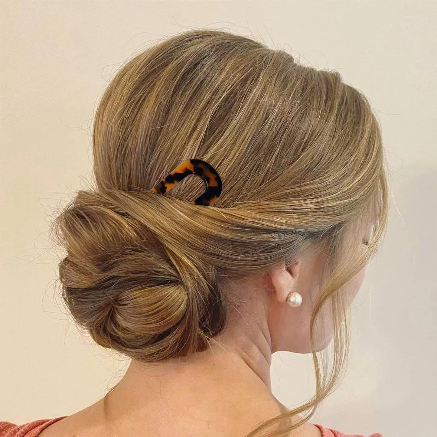 FRDTLUTHW 4.3Inch U Shaped Hair Fork Acetate Tortoiseshell French Hair Pin Colored 2 Prong Bun Hair Sticks for Women(pack of 4)