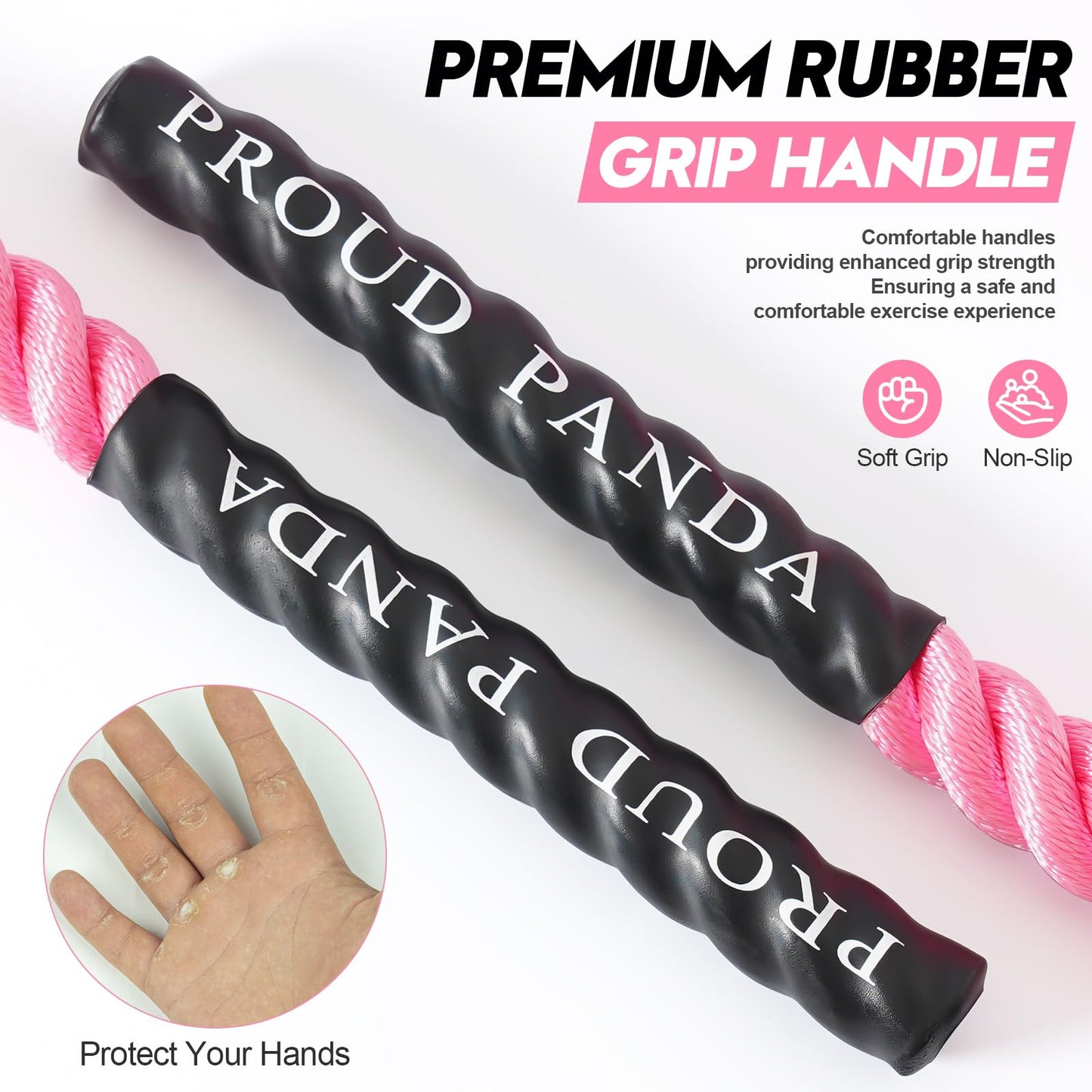 Weighted Jump Ropes for Fitness,Heavy Adult Skipping Rope Exercise Battle Ropes for Men & Women,Total Body Workouts, Power Training in Gym to Improve Strength and Building Muscle(PINK 1.5LB-9.8ft)