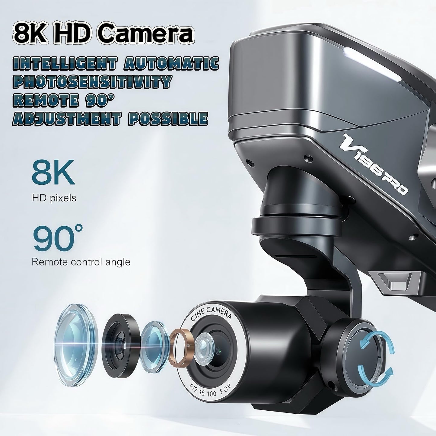 V196 GPS Drone with 1080P HD Camera, Two-batteries, Brushless Motor, Altitude Hold, One Key Take Off/Landing, with Black Outdoor Carrying Case.