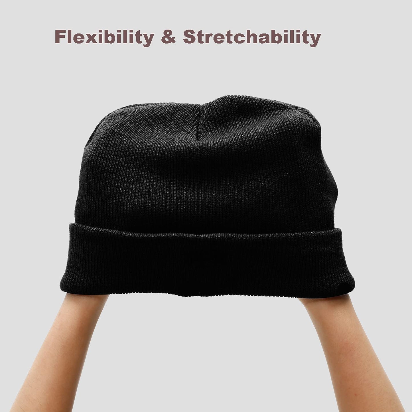 AJG Beanie Hats for Men,Unisex Smile Face Embroidered Acrylic Soft Warm Winter Cuffed Knit Hats for Women (1-Black)