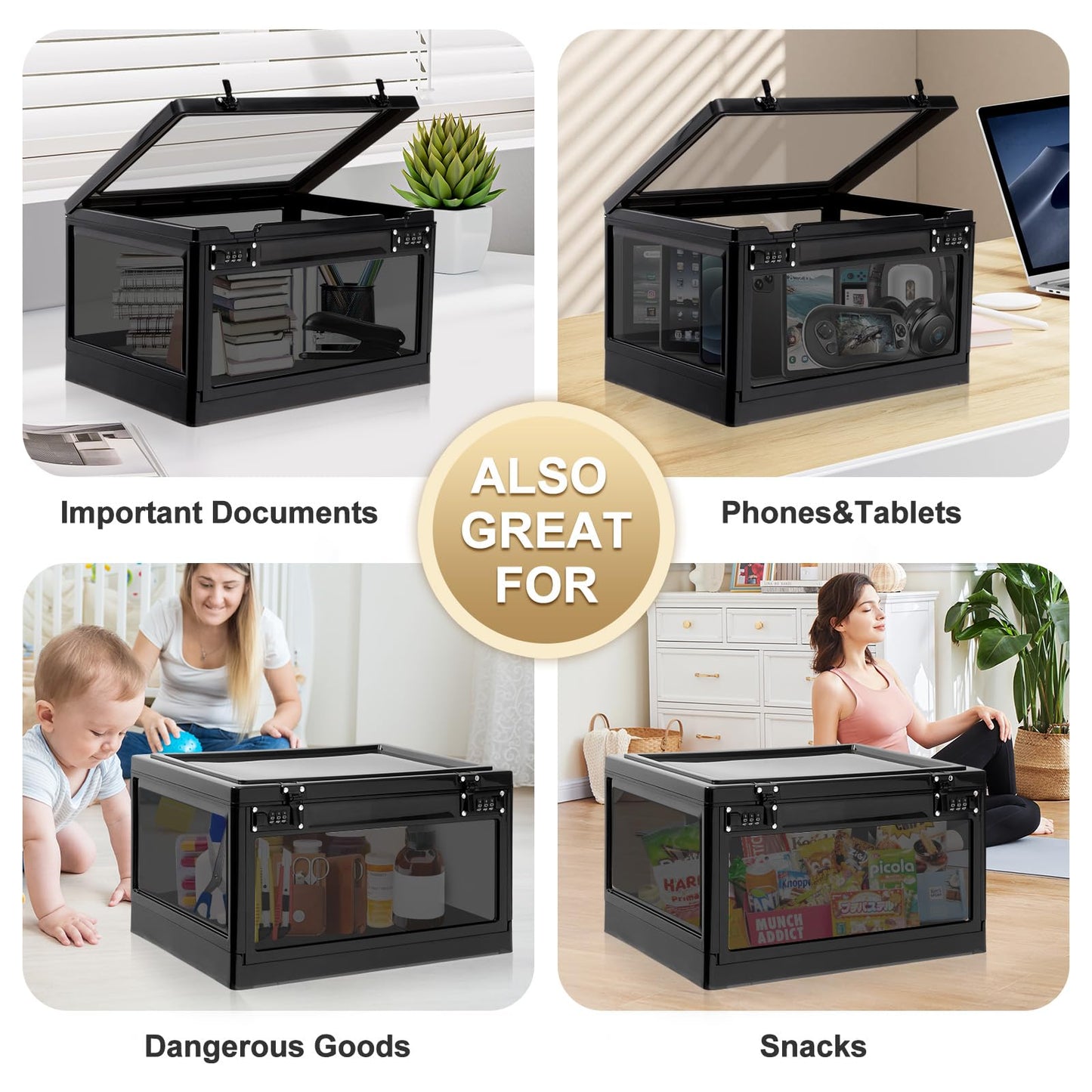 Lalifebuss Large Lock Box for Personal Items, 24 Litre Combination Lockable Storage Box for Office Locker/School/Medicine/Snacks/Phone Jail/Electronic/Home