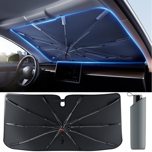 [2025 Upgrade] Weektic Windshield Sun Shade [UPF50+ Crystal Nano Reflector] Protect Car from Sun Ray Damage, Umbrella Sun Shade for Car SUV Truck Keep Cool & Comfy, Medium (56" L x 32" W)