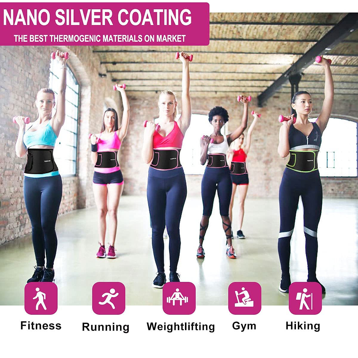 TESETON Sweat Band Waist Trainer for Women, Wasit Trimmer for women Men, Sweat Belt, Wraps Waist Trainer for Belly Fat, Stomach Sauna Sweat Band for Men Sport Fitness Pink S