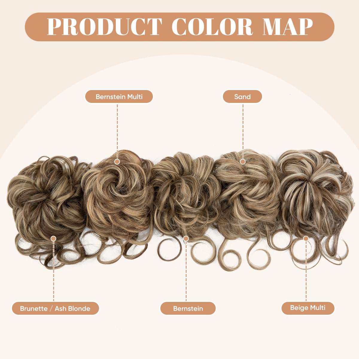 SARLA 2PCS Messy Bun Hair Pieces for Women Detachable Claw Clip Wavy Curly Synthetic Hairpieces for Updos with Tendrils Fake Scrunchies Ponytail Extension Brunette/Ash Blonde