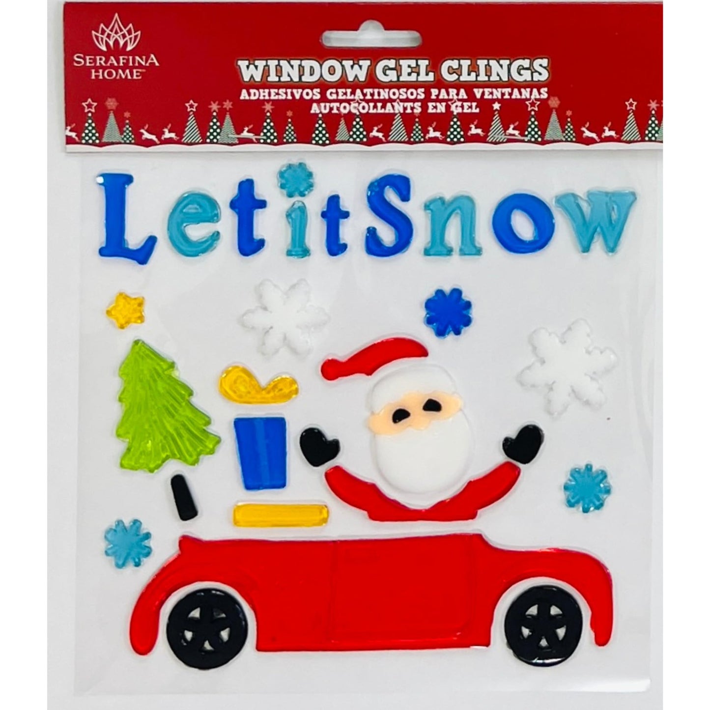 Christmas Gel Cling Stickers for Windows and Mirrors - 4 Sheets of Winter Designs: Santa, Reindeer, Elf, Snowman and More!