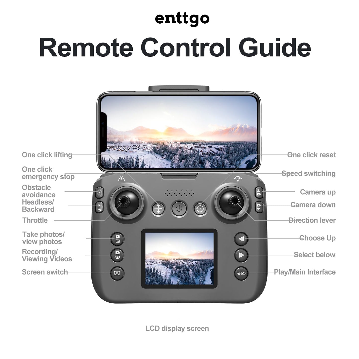 S116 GPS Drone with Screen Controller, Two-batteries, Brushless Motor, Altitude Hold, One Key Take Off/Landing, with Black Outdoor Carrying Case (Black - 2 batteries)