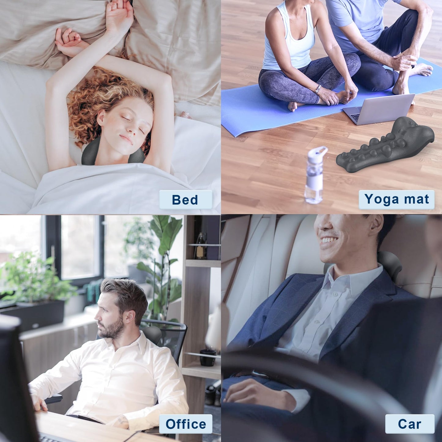 Neck and Shoulder Relaxer with Upper Back Massage Point, Cervical Traction Device Neck Stretcher for TMJ Pain Relief and Cervical Spine Alignment Chiropractic Pillow (Grey)