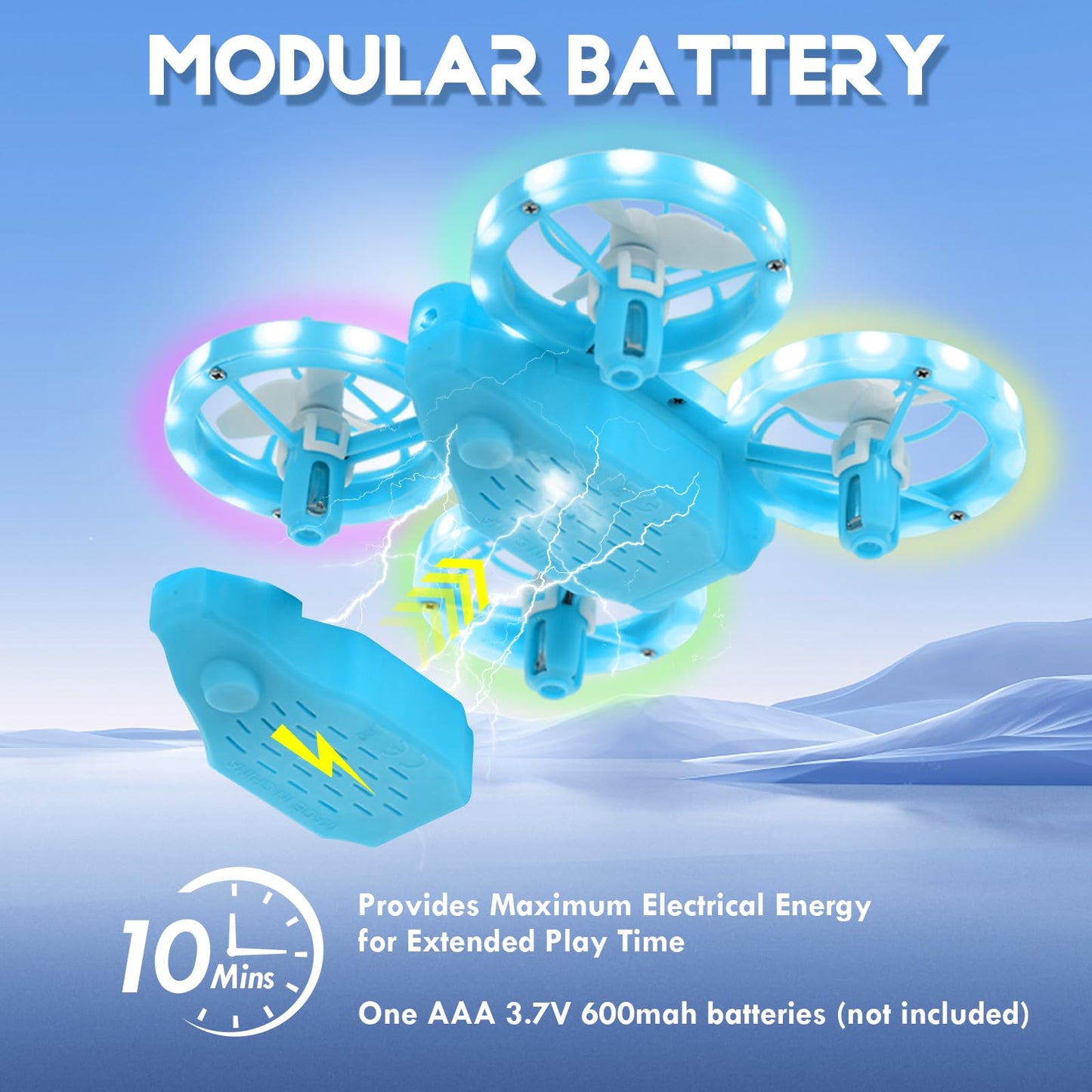 Mini Drone for Kids, Colorful LED RC Drone Quadcopter for Beginners with Headless Mode, 360 Flips, Altitude Hold, 3 Speeds Mode,Full Propeller Protect,Toys Gifts for Boys Girls,Blue